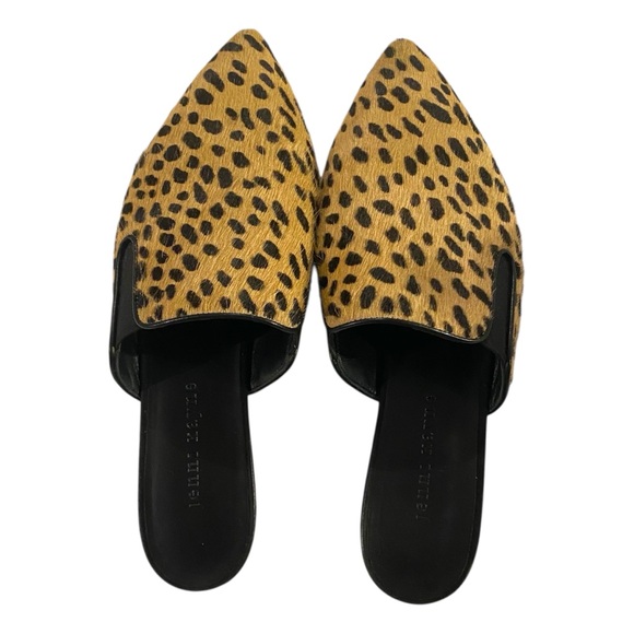 Jenni Kayne Cheetah Pony Hair Pointed Toe Flat Mules, Size 38 - Picture 3 of 5
